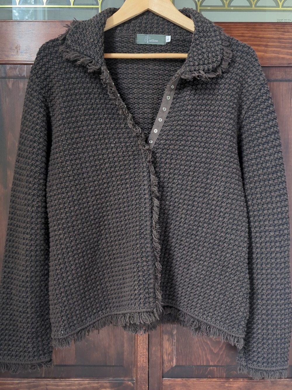 Willow | Textured Fringe Knit Cardigan Sweater | Women's Size L